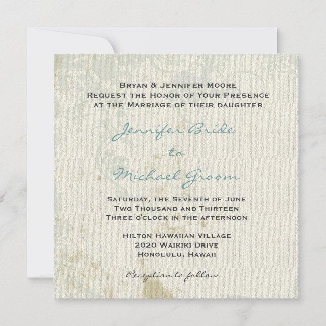 O vintage inspirou o convite do casamento (Frente)