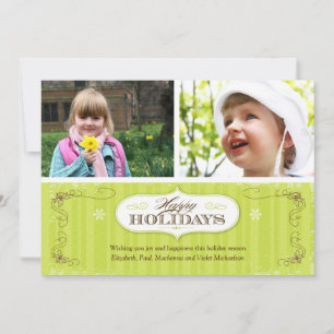 O vintage listra o cartão do feriado