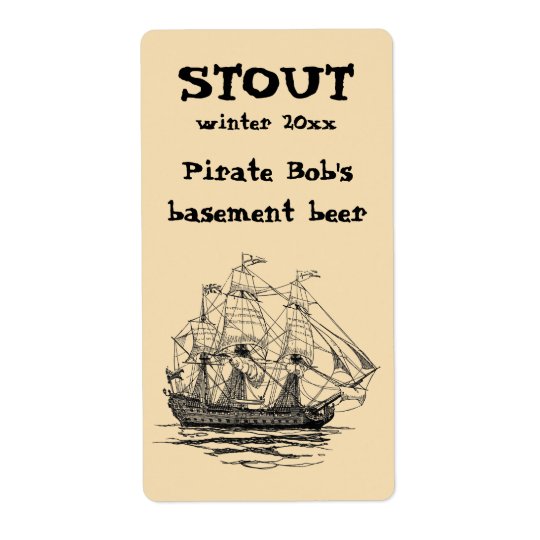 O vintage pirateia Galleon, esboço de um navio de Etiqueta De Frete
