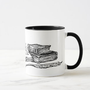 O vintage registra a caneca da leitura gravura a