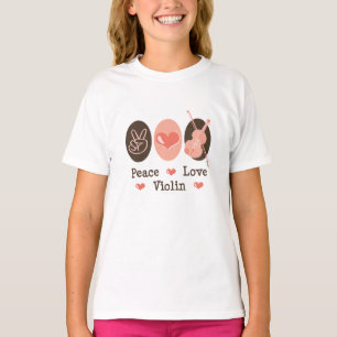 O violino do amor da paz caçoa a camisa da