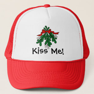 O visco "beija-me" boné do Natal