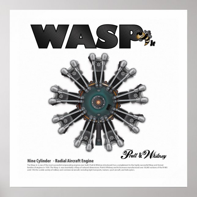 O "Wasp Jr." Poster de Arte do Motor Radial (Frente)