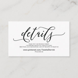 O Web site bonito do casamento detalha o cartão do