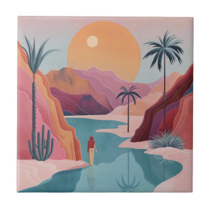 Oásis Celestial Paisagem Terracota Turquesa