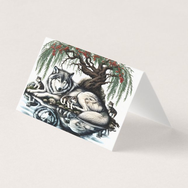 Oásis da Família Serene Wolf em Natureza Idílica (Frente)