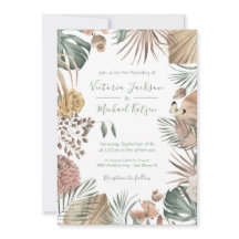 Oásis Tropical Moderna Folha de Palma Convite para