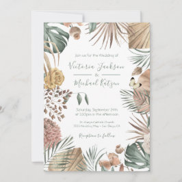 Oásis Tropical Moderna Folha de Palma Convite para