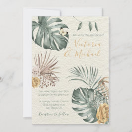 Oásis Tropical Moderna Folha de Palma Convite para