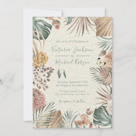 Oásis Tropical Moderna Folha de Palma Convite para