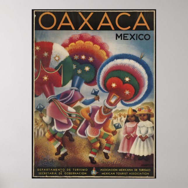 Oaxaca Mexico Viagens vintage Ad Retro Impressão (Frente)