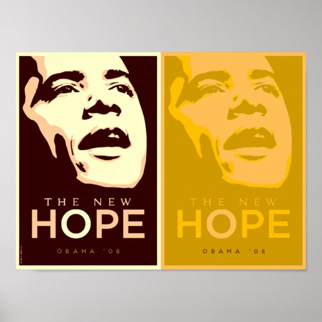 Obama A Nova Esperança Marrom e Poster Dourado (Frente)