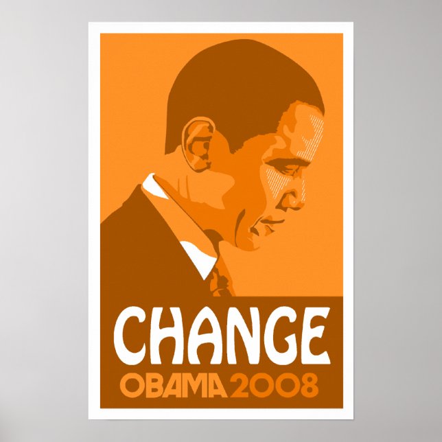 Obama - Alterar Poster de Laranja Escuro (Frente)