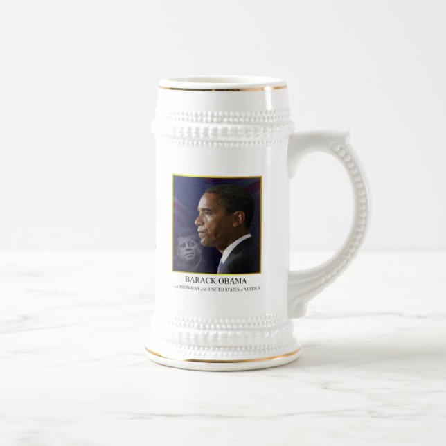 Obama com JFK - Caneca de cerveja Mug (Direita)