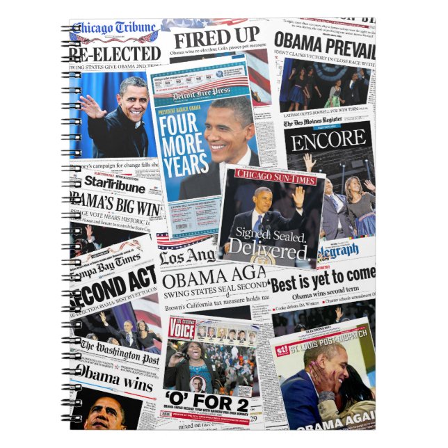 Obama ganha o caderno 2012 da Re-Eleição (Frente)