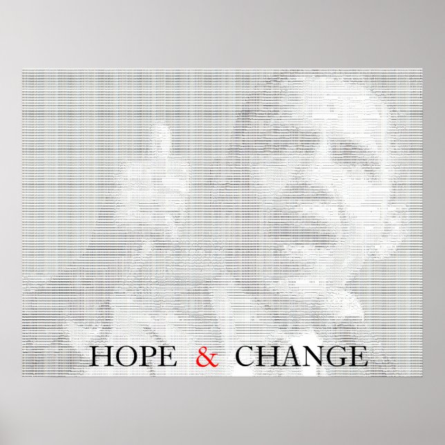 Obama Hope & Change Ascii Art Poster (Frente)