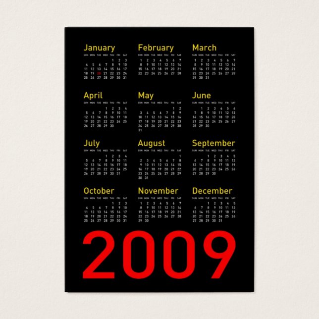 Obama Memabilia - Calendário de Bolso 2009 (Frente)