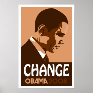 Obama - Mudar Poster castanho escuro