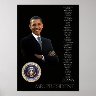 Obama Poster - lista dos 44 presidentes