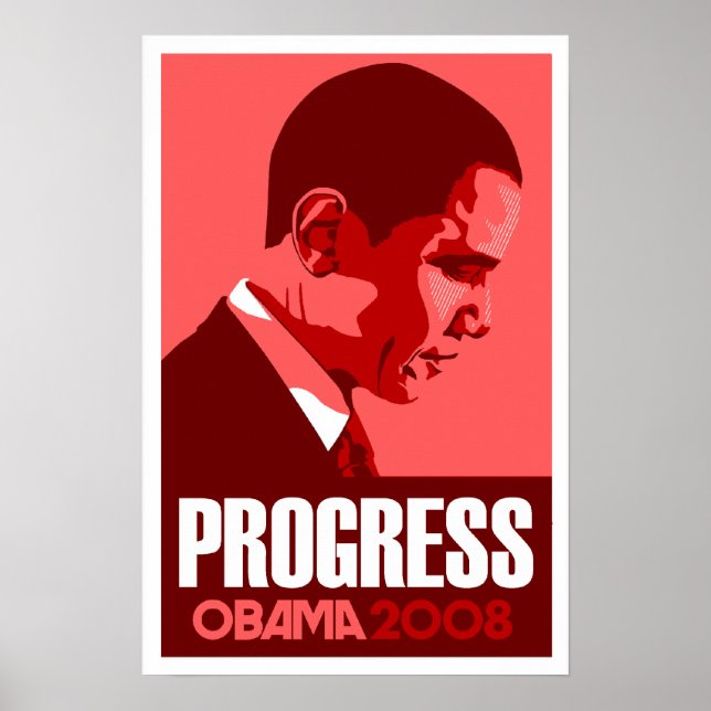 Obama - Progresso do Poster vermelho escuro (Frente)