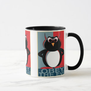 Obedeça a caneca má do pinguim