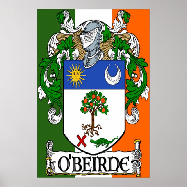 O'Beirne Casaco das Armas Irish Flag Impressão (Frente)