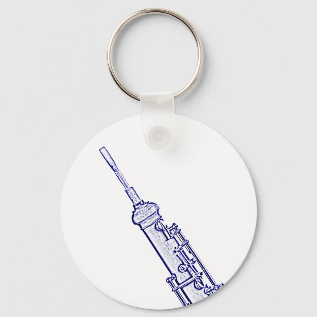 Oboe Picture on Blue Background Chaveiro (Frente)