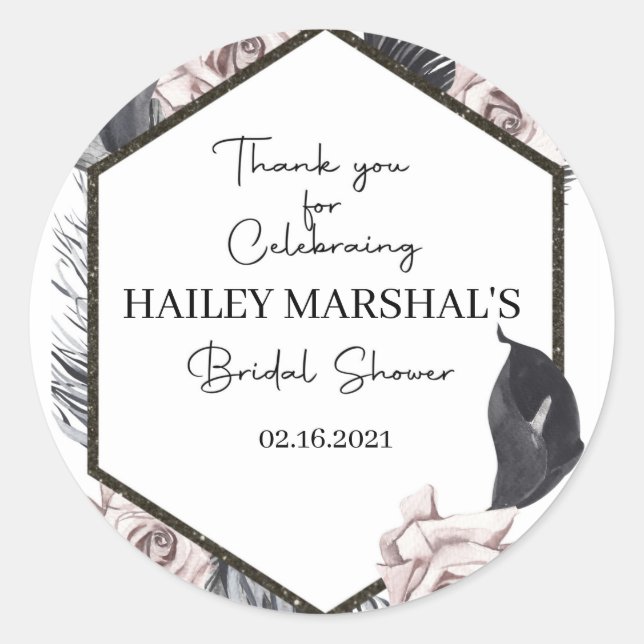 obrigada, etiqueta de favor, boho, CHUVEIRO DE NOI (Frente)