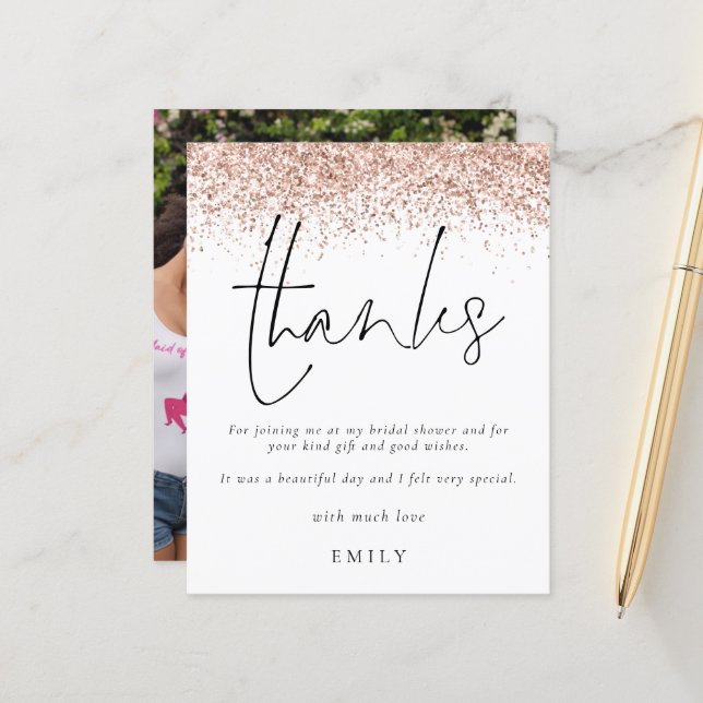 Obrigada pelo Chá de Noiva com Rosa Brilhante dent (Frente/Verso In Situ)