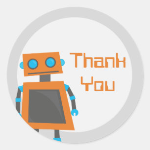 Obrigado alaranjado do robô você etiquetas