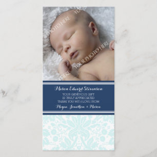 Obrigado azul do damasco você cartões com fotos do