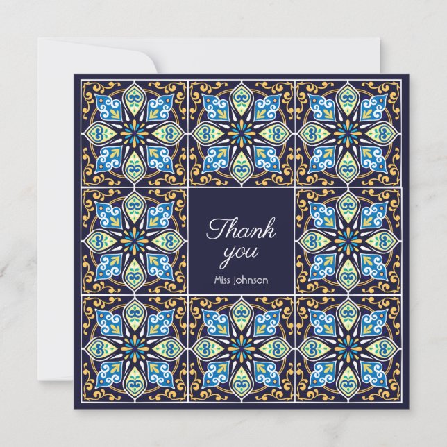 Obrigado Azulejos azuis personalizáveis (Frente)