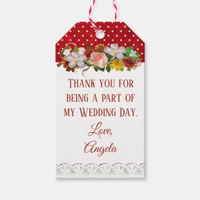 Obrigado Buquê Floral de Burgundy com Etiqueta de  (Frente)