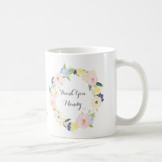 Obrigado caneca de café floral da grinalda do