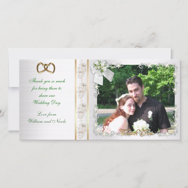 Obrigado Cartão com fotos de casamento (Frente)