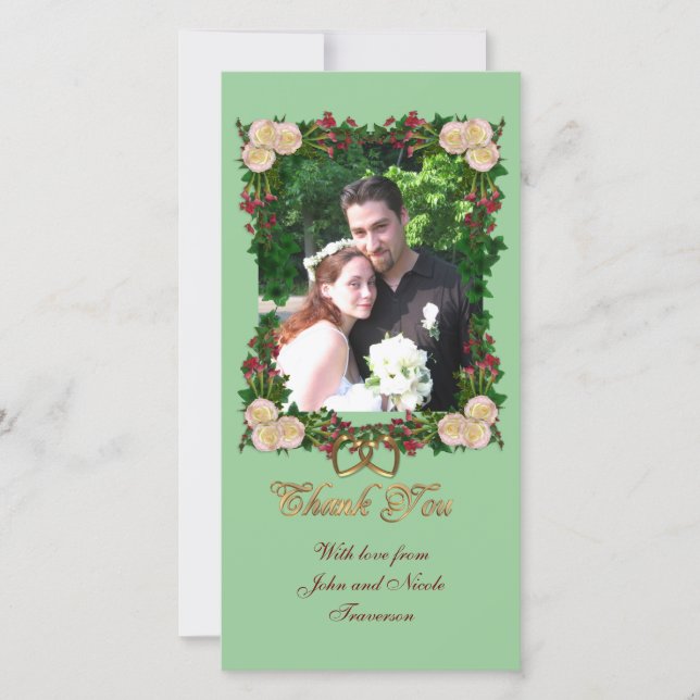 Obrigado cartão com fotos de rosas florais formais (Frente)