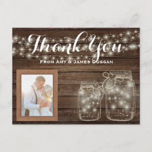 Obrigado Cartão com fotos Rustic Weding Mason Jars