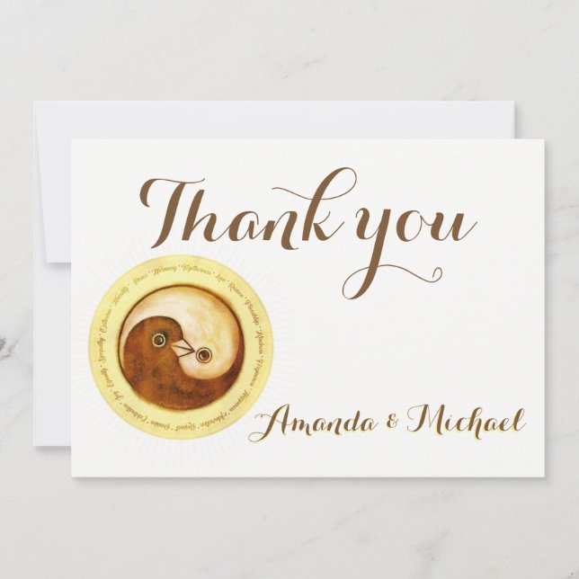 OBRIGADO CARTÃO DE CASAMENTO Dourado YinYang faz H (Frente)