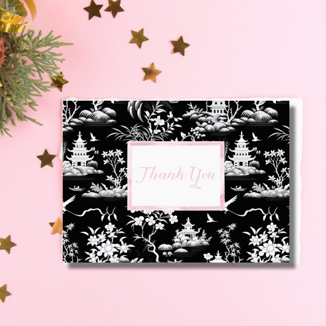 Obrigado Cartão de Chinoiserie Preto (Criador carregado)