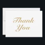 Obrigado, cartão de nota de guião elegante e branc<br><div class="desc">Obrigado, cartão de nota de guião elegante e branco dourado. Elegante, design moderna.</div>
