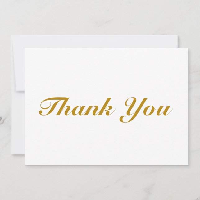 Obrigado cartão de nota de script elegante dourado (Frente)