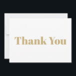 Obrigado Cartão de nota elegante branco-ouro<br><div class="desc">Obrigado,  cartão de nota elegante branco-dourado. Elegante,  design moderna.</div>