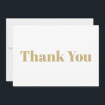 Obrigado Cartão de nota elegante branco-ouro<br><div class="desc">Obrigado, cartão de nota elegante branco-dourado. Elegante, design moderna.</div>