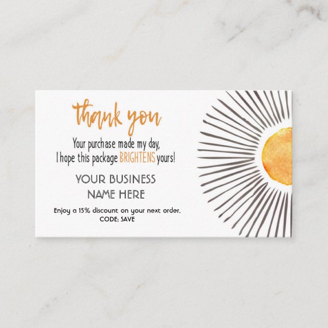 Obrigado, cartão de visita pequeno, inserção do pa (Frente)