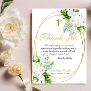 Obrigado Cartão Funeral de Simpatia floral Branca