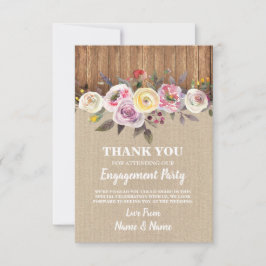 Obrigado Cartões Burlap Wood Watercolor Flowers