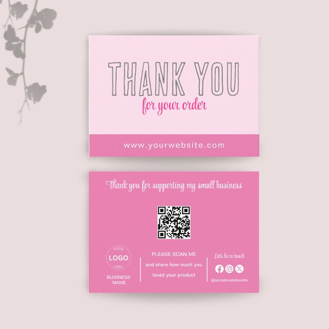Obrigado Cartões Código Qr Logotipo rosa Empresa (Criador carregado)