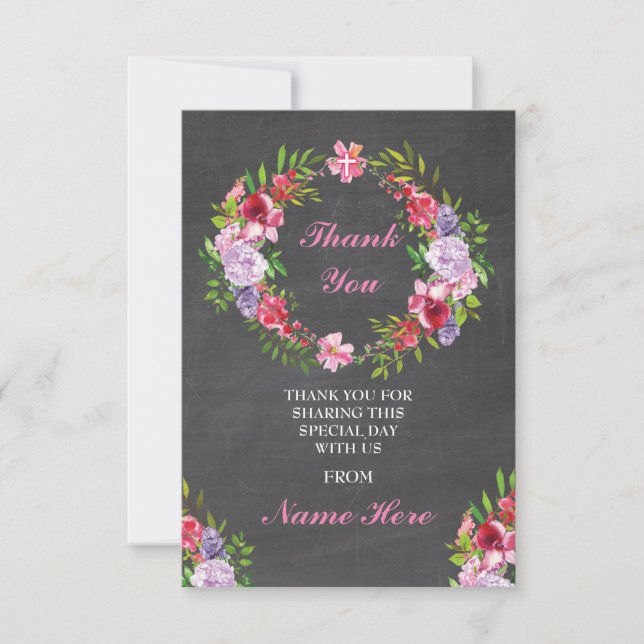 Obrigado cartões santamente florais da cruz (Frente)