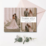Obrigado Casamento de Colagem Multifotográfica<br><div class="desc">Mostre seu amor e gratidão com este Cartões de agradecimentos de Casamento de Colagem Multifoto. Projetado para casais que querem destacar seus momentos favoritos a partir do dia do seu casamento, este cartão apresenta uma colagem de três fotos carinhosas na frente, combinadas com uma mensagem sincera e seus nomes. A...</div>