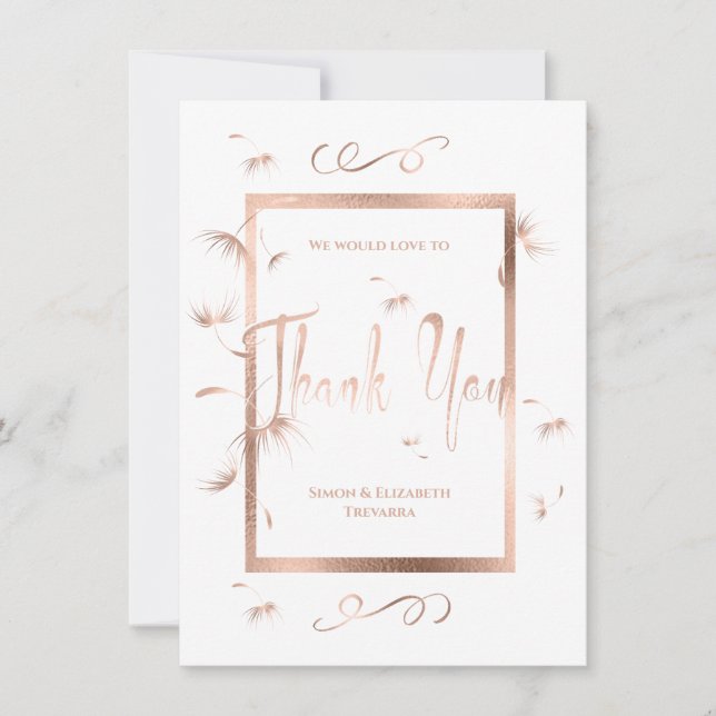 Obrigado Casamento Fluff de Dente-de-leão Dourado  (Frente)